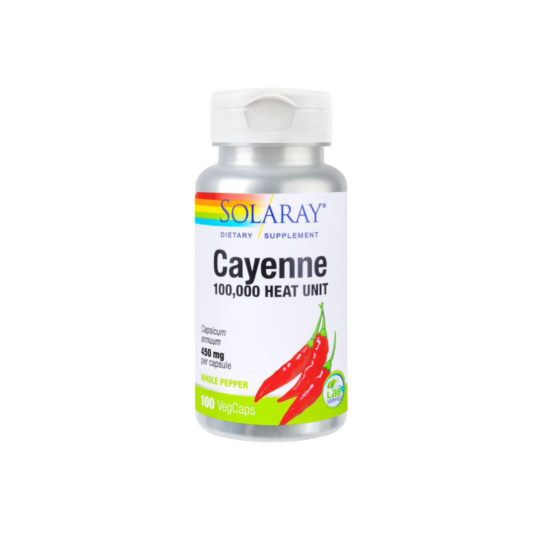 Cayenne ardei iute 450mg Solaray, 100 capsule, Secom