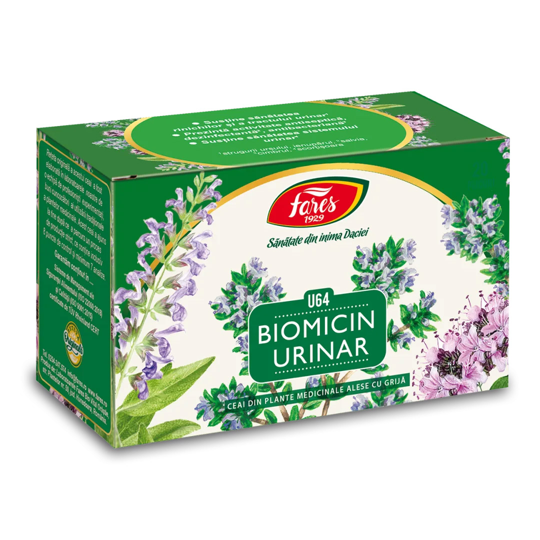 Ceai la plic Biomicin urinar, U64, 20 plicuri, Fares
