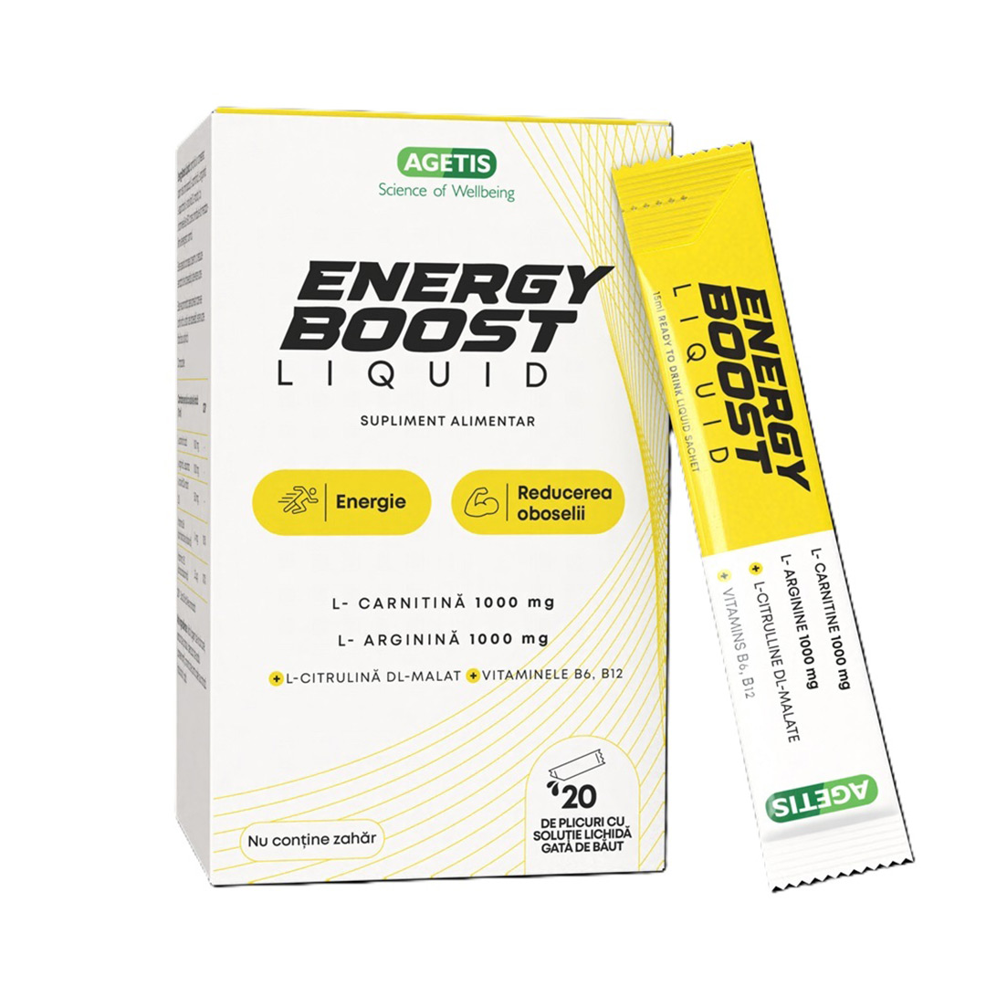 Complex aminoacizi cu vitamina B6 si B12 Energy Boost, 20 plicuri, Agetis