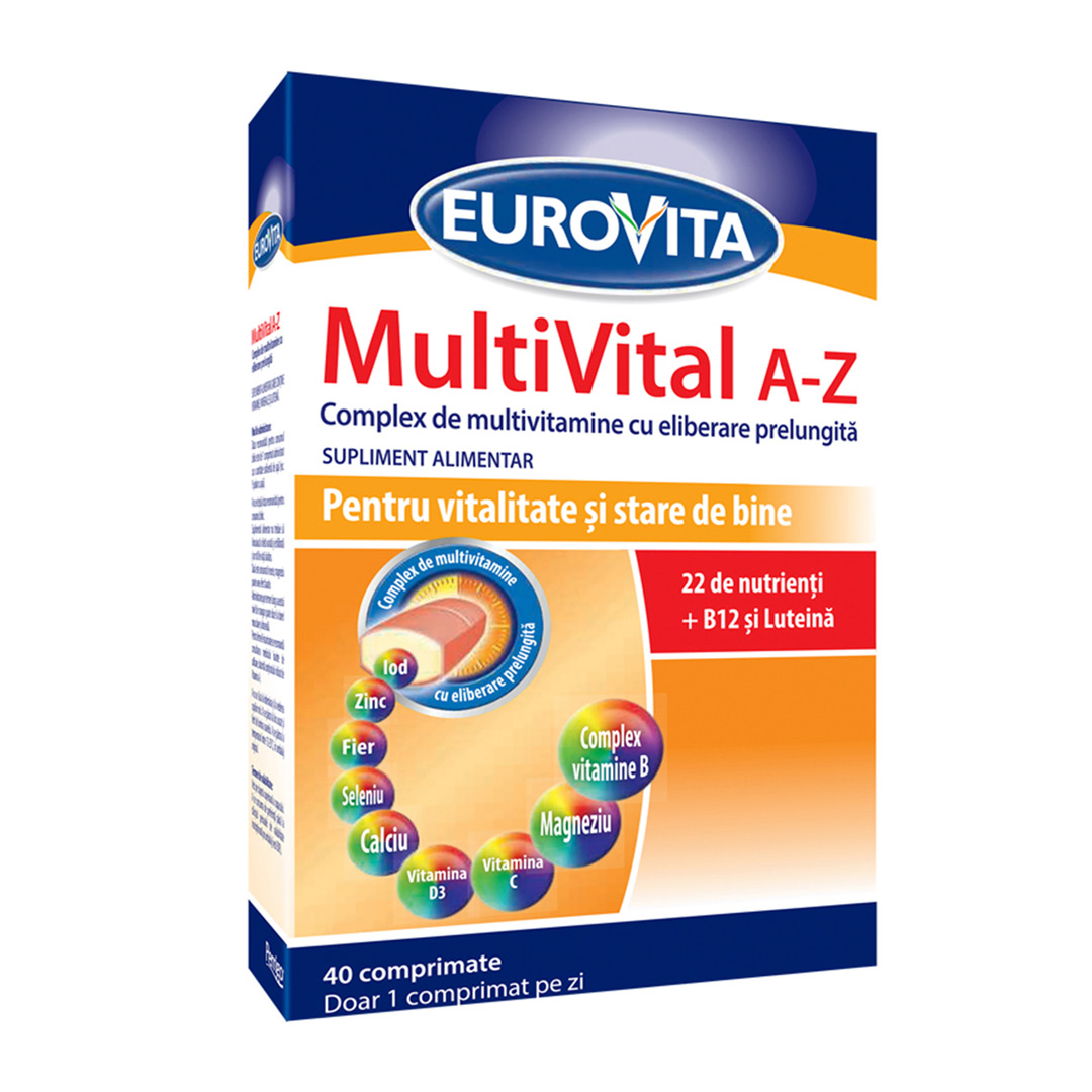 Complex de vitamine si minerale Multivital A-Z, 40 comprimate, Eurovita