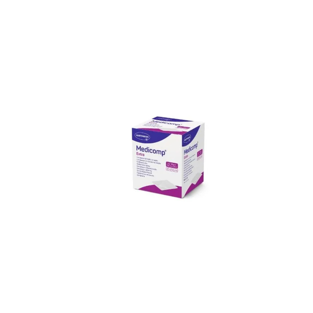 Comprese sterile absorbante din material netesut Medicomp Extra, 10 x 10 cm, 1 cutie/25 bucati, Hartmann