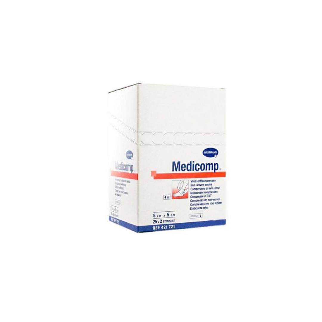 Comprese sterile absorbante din material netesut Medicomp Extra, 5 x 5 cm, 1 cutie/25 bucati, Hartmann