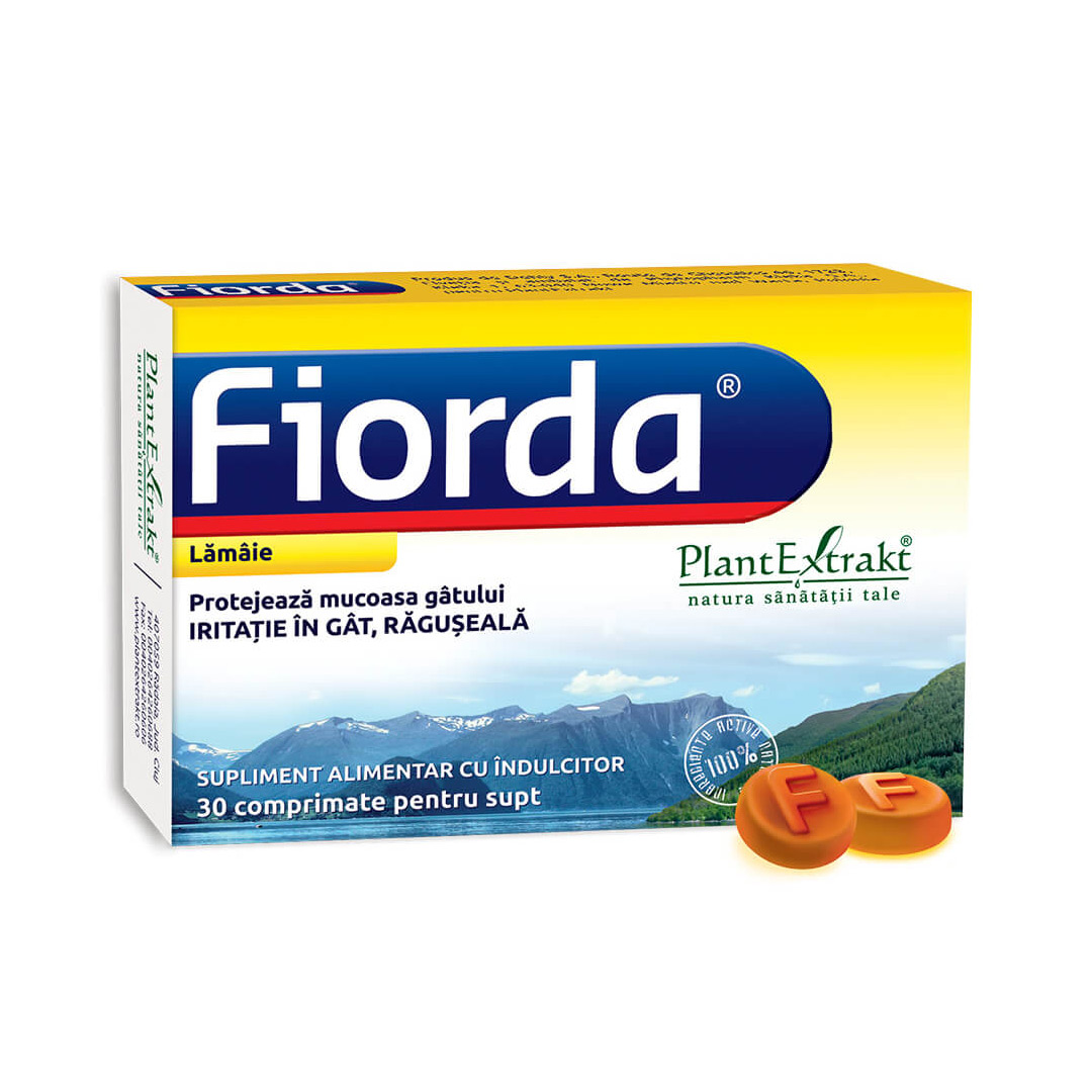 Comprimate Fiorda pentru supt, aroma de lamaie, 30 comprimate, Plant Extrakt