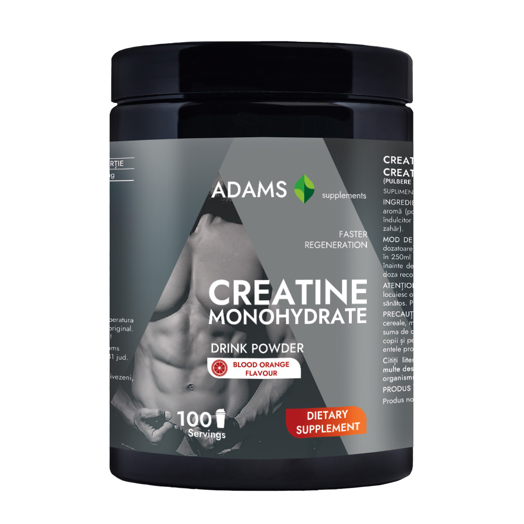 Creatina monohidrata (portocala), 400g, Adams Supplements