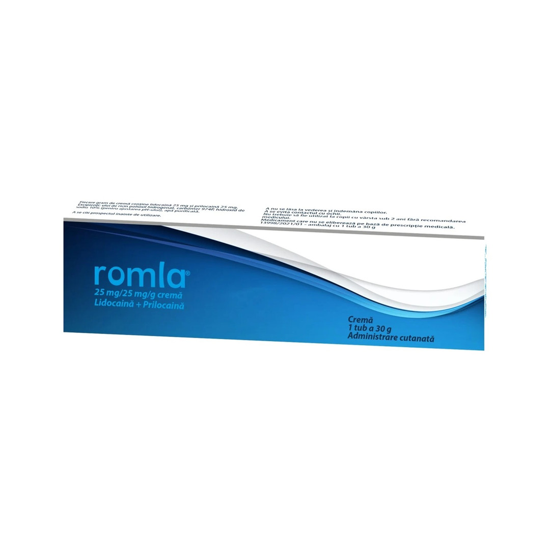 Crema anestezica cu lidocaina si prilocaina Romla, 25mg/25mg/g, 30 g, Elantis Farma
