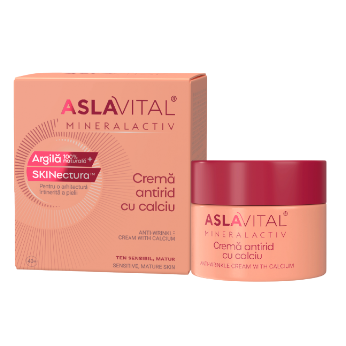 Crema Antirid cu Calciu Aslavital pentru Ten Sensibil si Matur, 50 ml, Farmec
