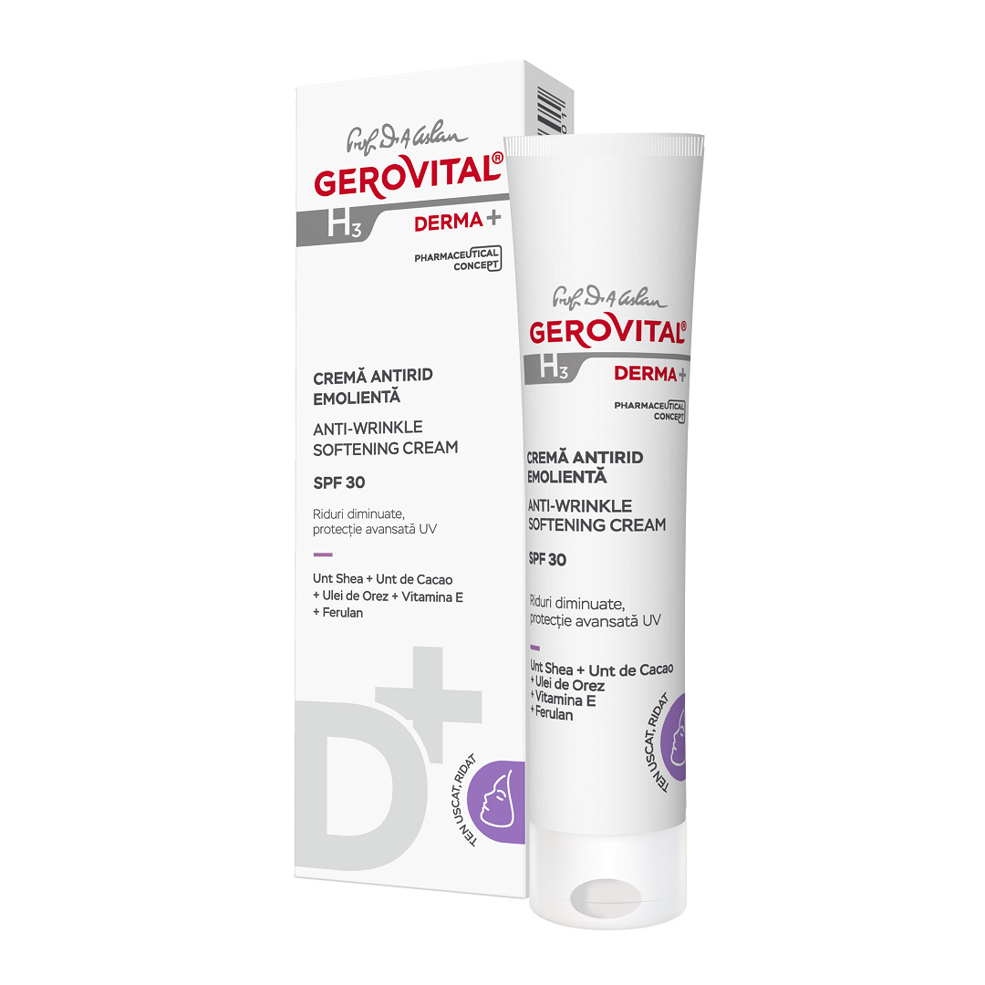 Crema antirid emolienta SPF30 H3 Derma+, 30 ml, Gerovital