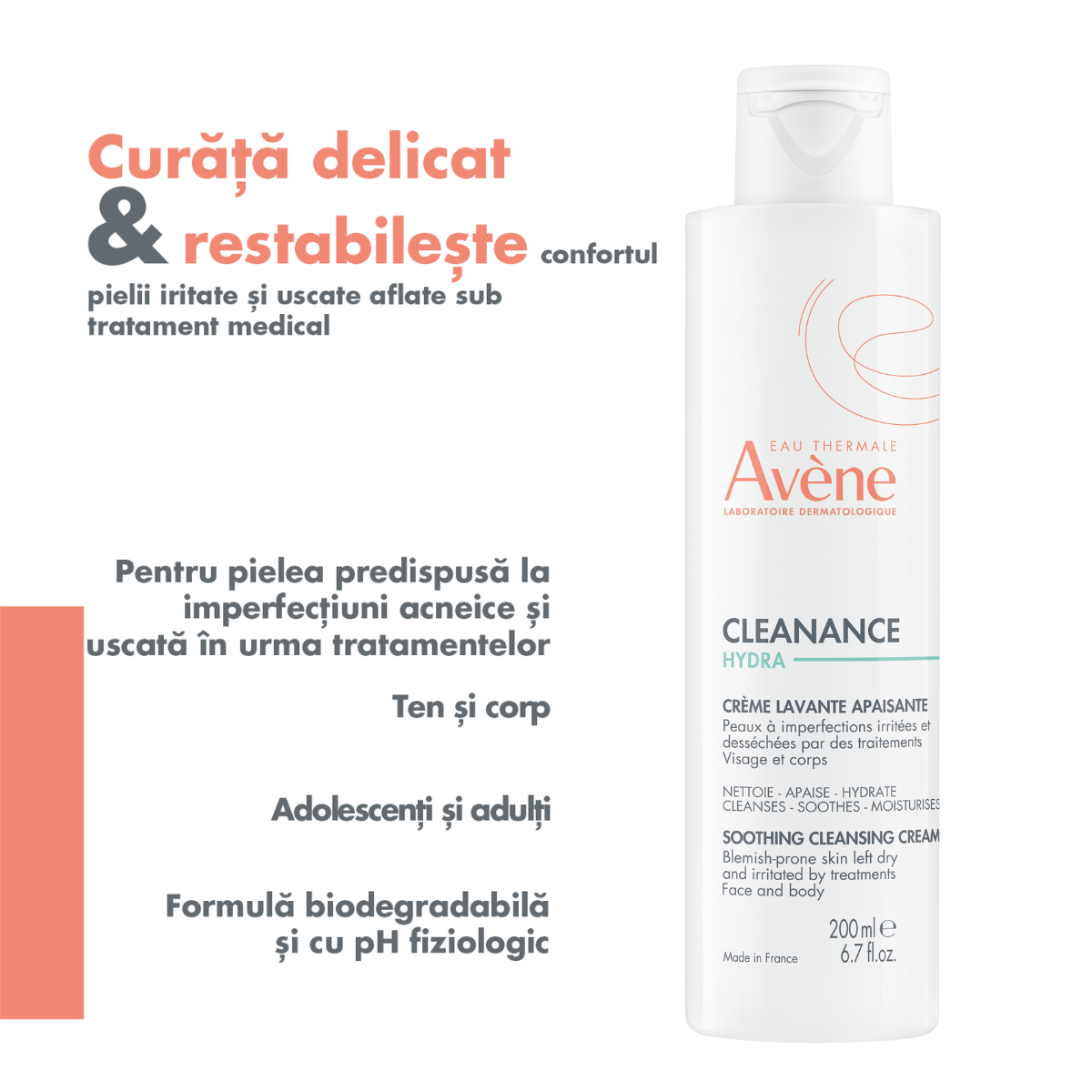 Crema calmanta de curatare Cleanance Hydra, 200 ml, Avene