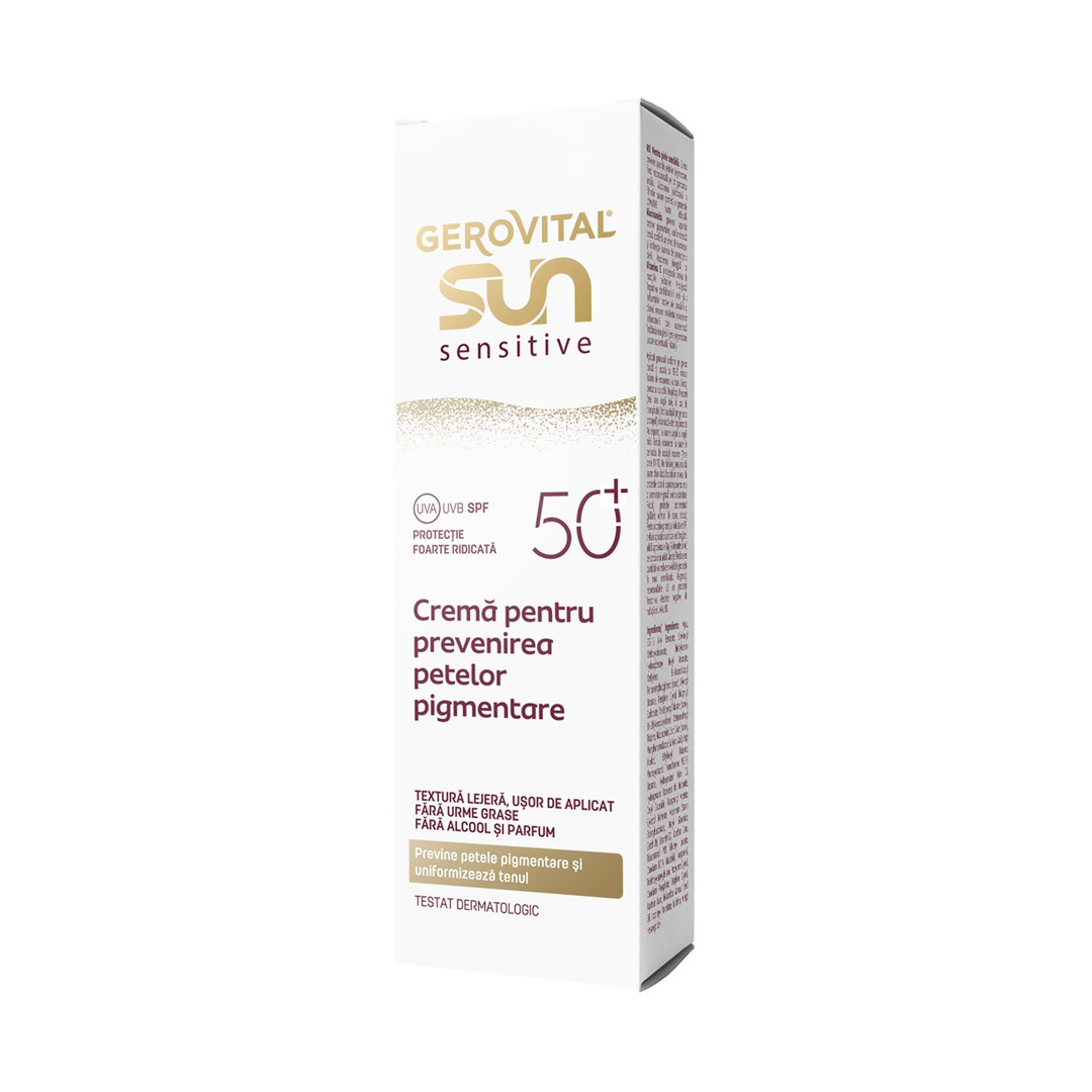 Crema de fata anti pete pigmentare cu SPF 50+ Sun Sensitive, 50 ml, Gerovital