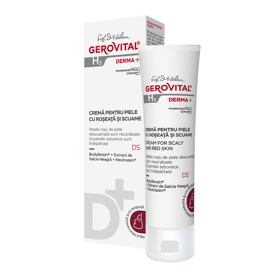 Crema pentru piele cu roseata si scuame H3 Derma+, 50 ml, Gerovital