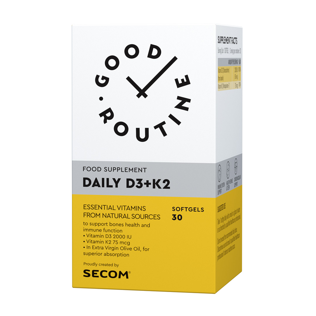 Daily Vitamina D3 + K2, 30 capsule moi, Good Routine