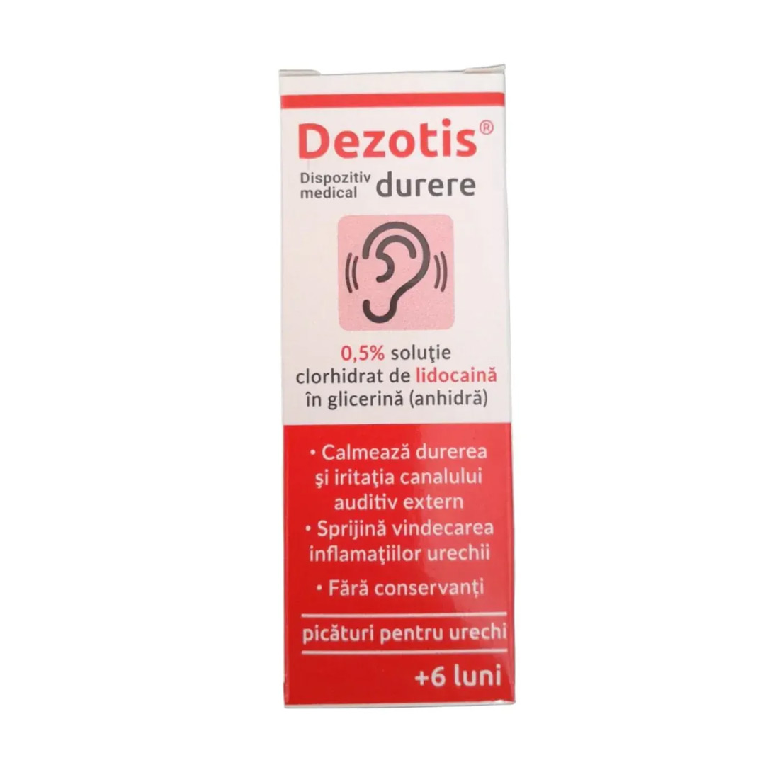 Dezotis Durere, solutie auriculara cu lidocaina 0.5%, 7 g, Zdrovit