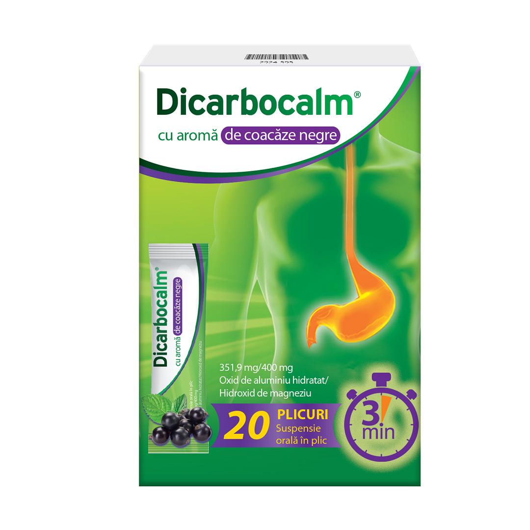 Dicarbocalm cu aroma de coacaze negre, 351,9 mg/400 mg suspensie orala, 20 plicuri, Sanofi