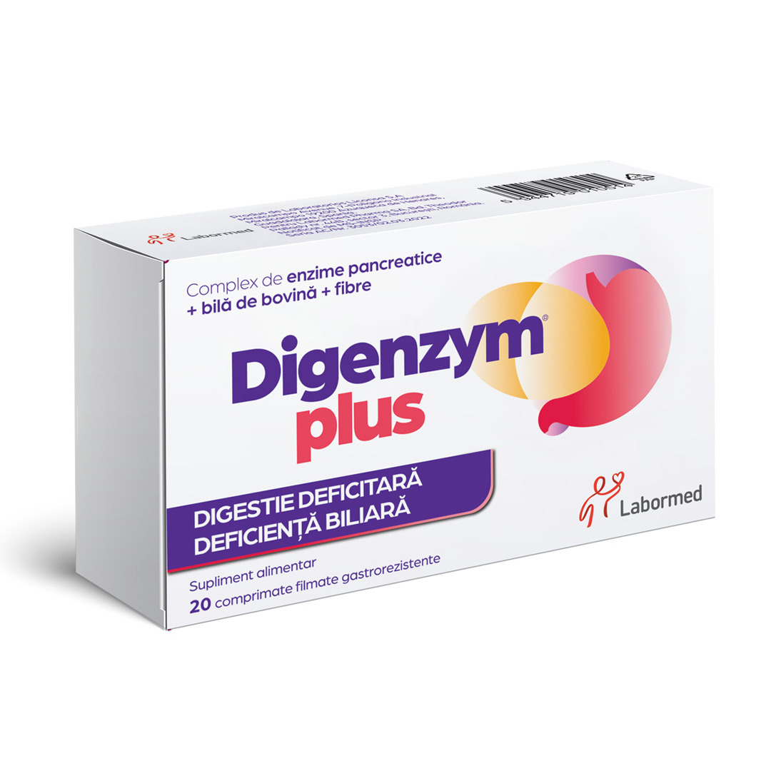 Digenzym Plus fara zahar, 20 tablete, Labormed