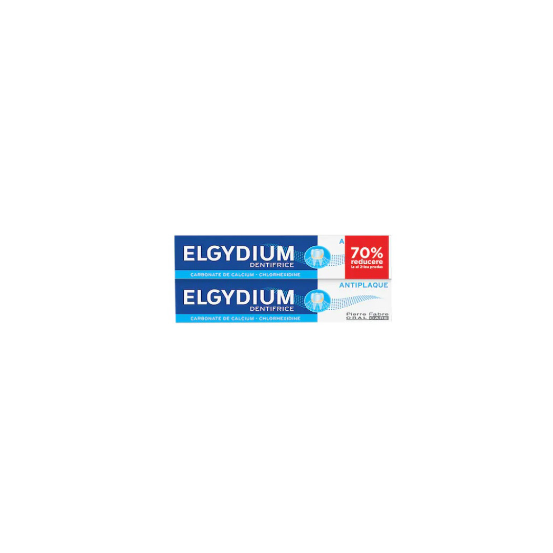 Elgydium Duo Pasta de dinti antiplaca 75 ml 1+1 (al 2-lea cu -70% reducere)