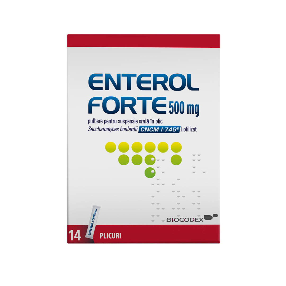 Enterol Forte, 500 mg, pulbere pentru suspensie orală, 14 plicuri, Biocodex