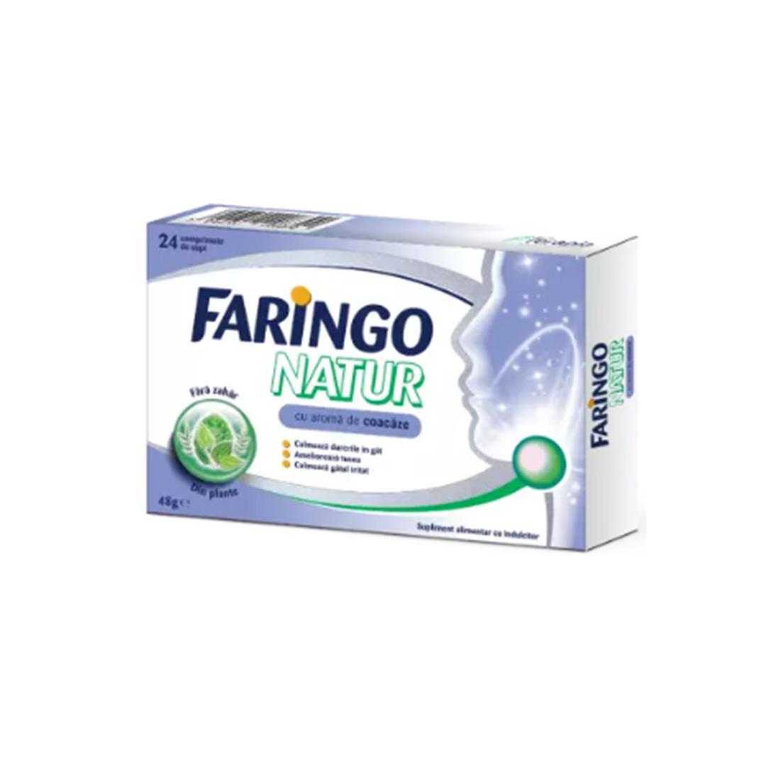 Faringo Natur cu aroma de coacaze, 24 comprimate, Terapia