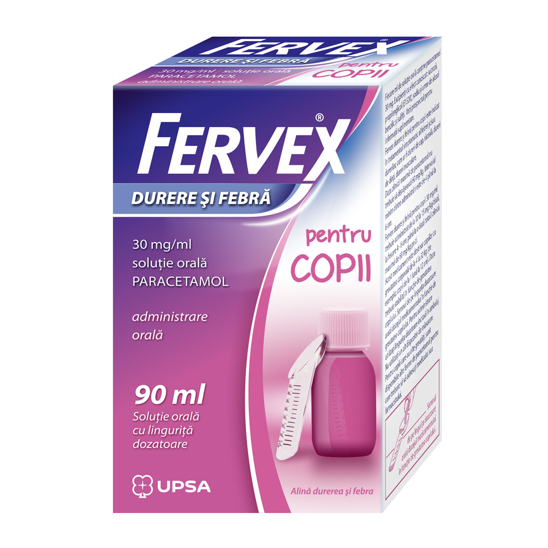 Fervex Durere si Febra pentru copii, 30 mg/ml solutie orala, 90 ml, Upsa