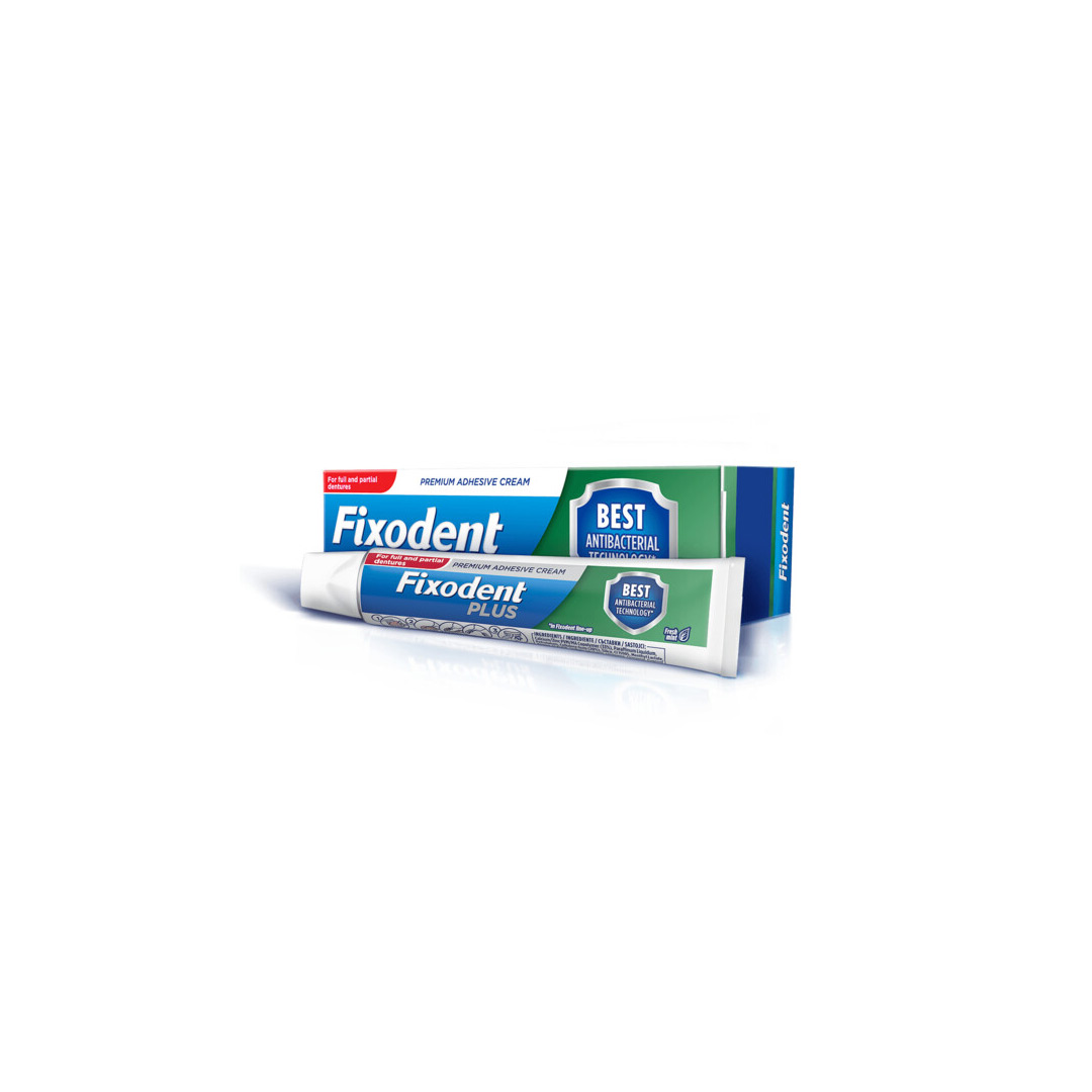 Crema adeziva pentru proteza dentara Fixodent Plus Antibacterian, 40 g