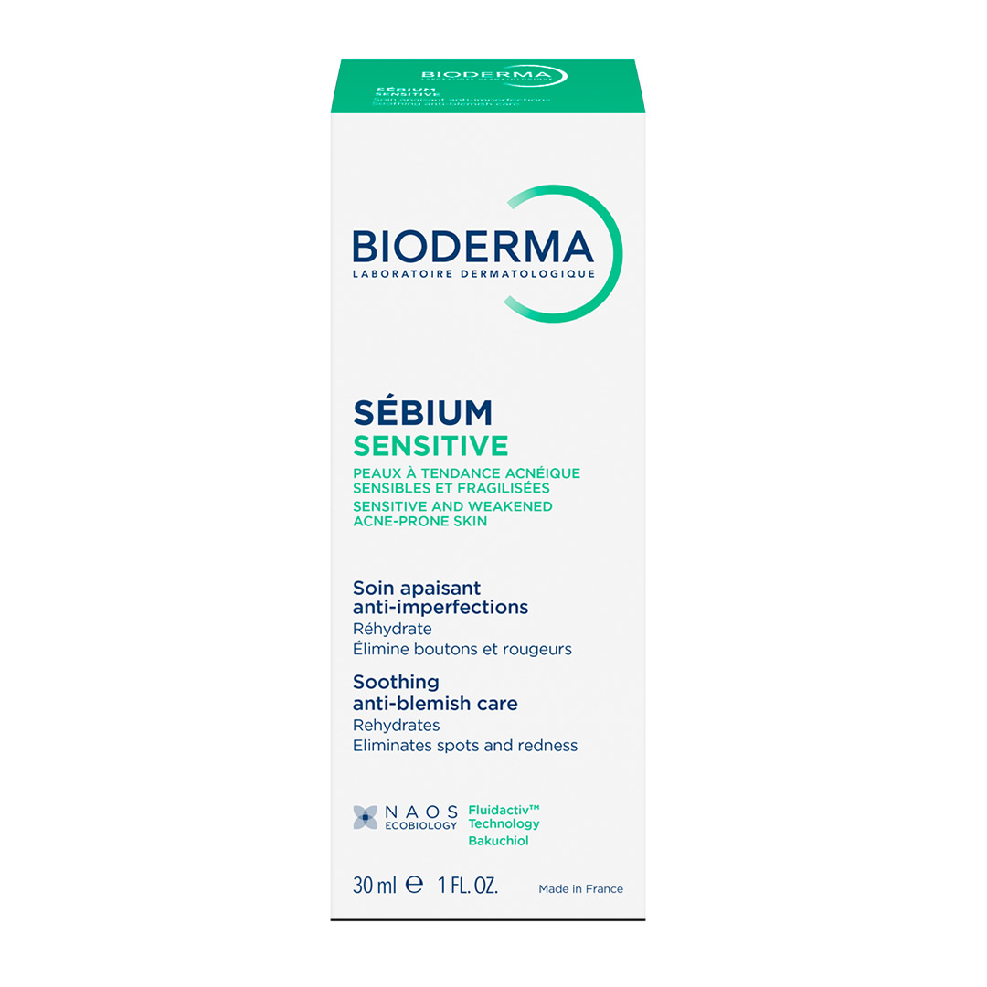 Fluid calmant si hidratant pentru pielea acneica Sebium Sensitive, 30 ml, Bioderma