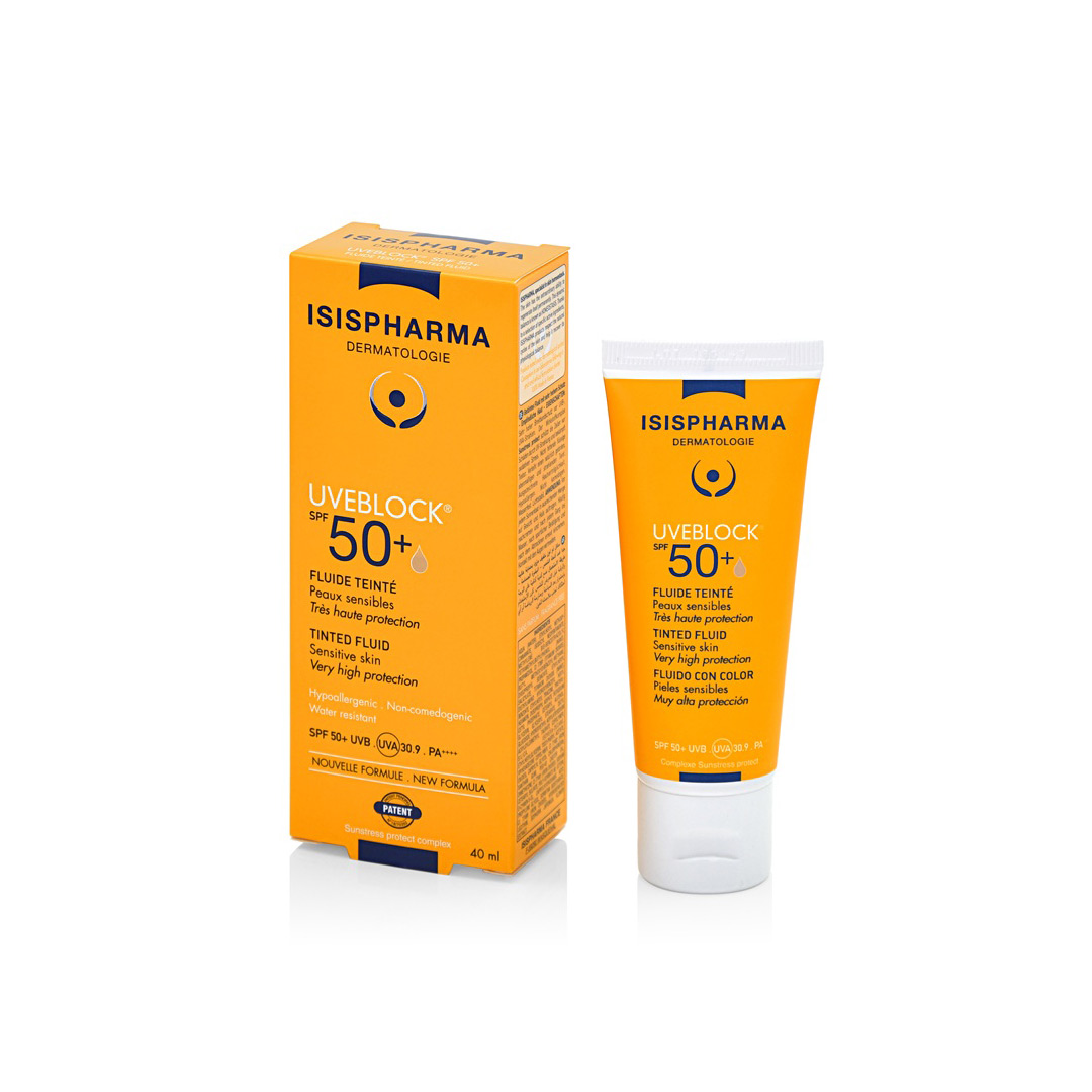 Fluid nuantator UVEBLOCK SPF 50+ Tinted Fluid, 40 ml, Isis Pharma