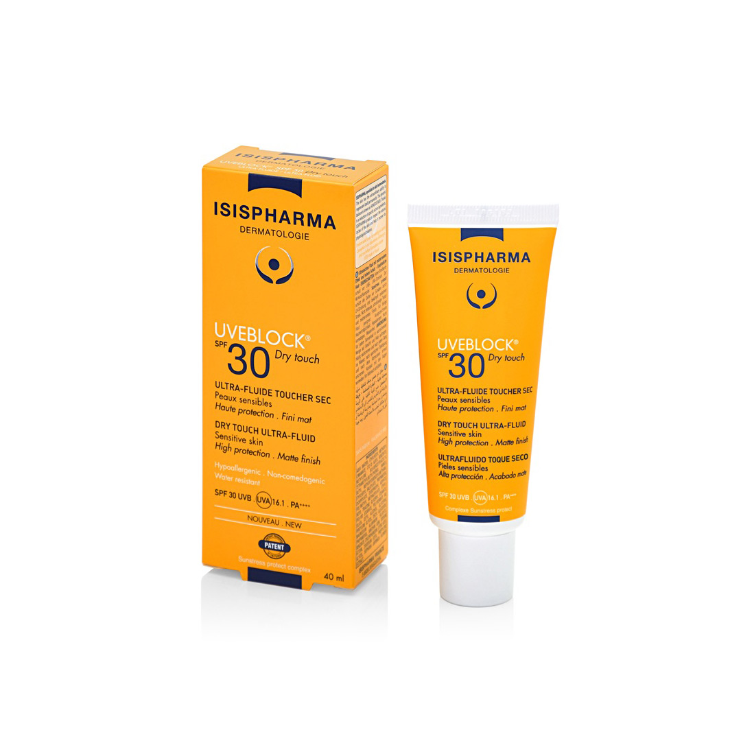 Fluid protector cu efect matifiant UVEBLOCK SPF30 Dry Touch, 40 ml, Isis Pharma