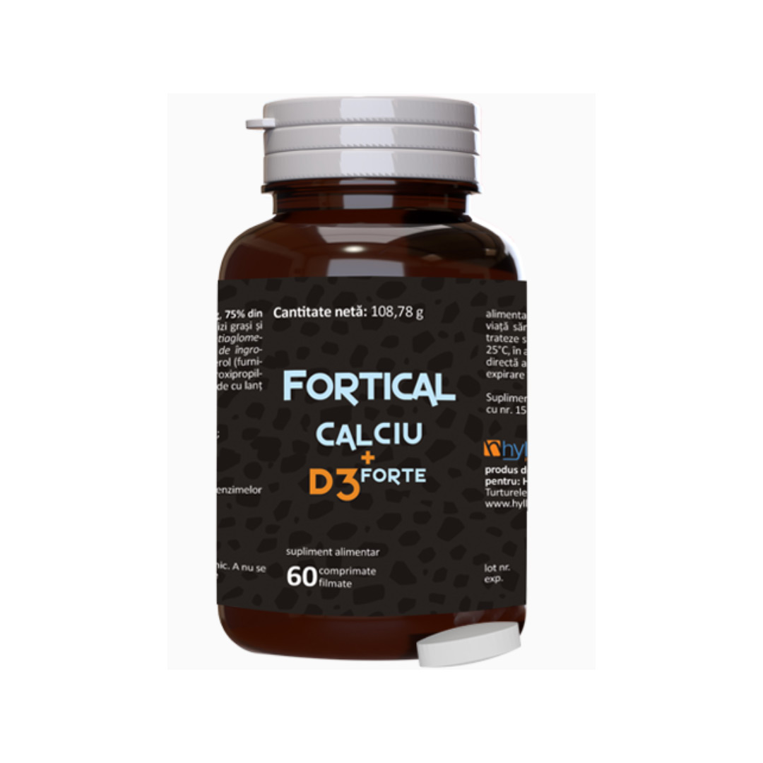 Fortical Calciu + D3 Forte, 60 comprimate filmate, Hyllan