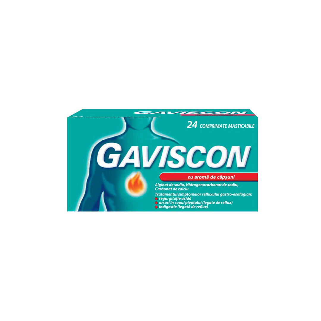 Gaviscon cu aroma de capsuni, 24 comprimate masticabile, Reckitt Benckiser Healthcare