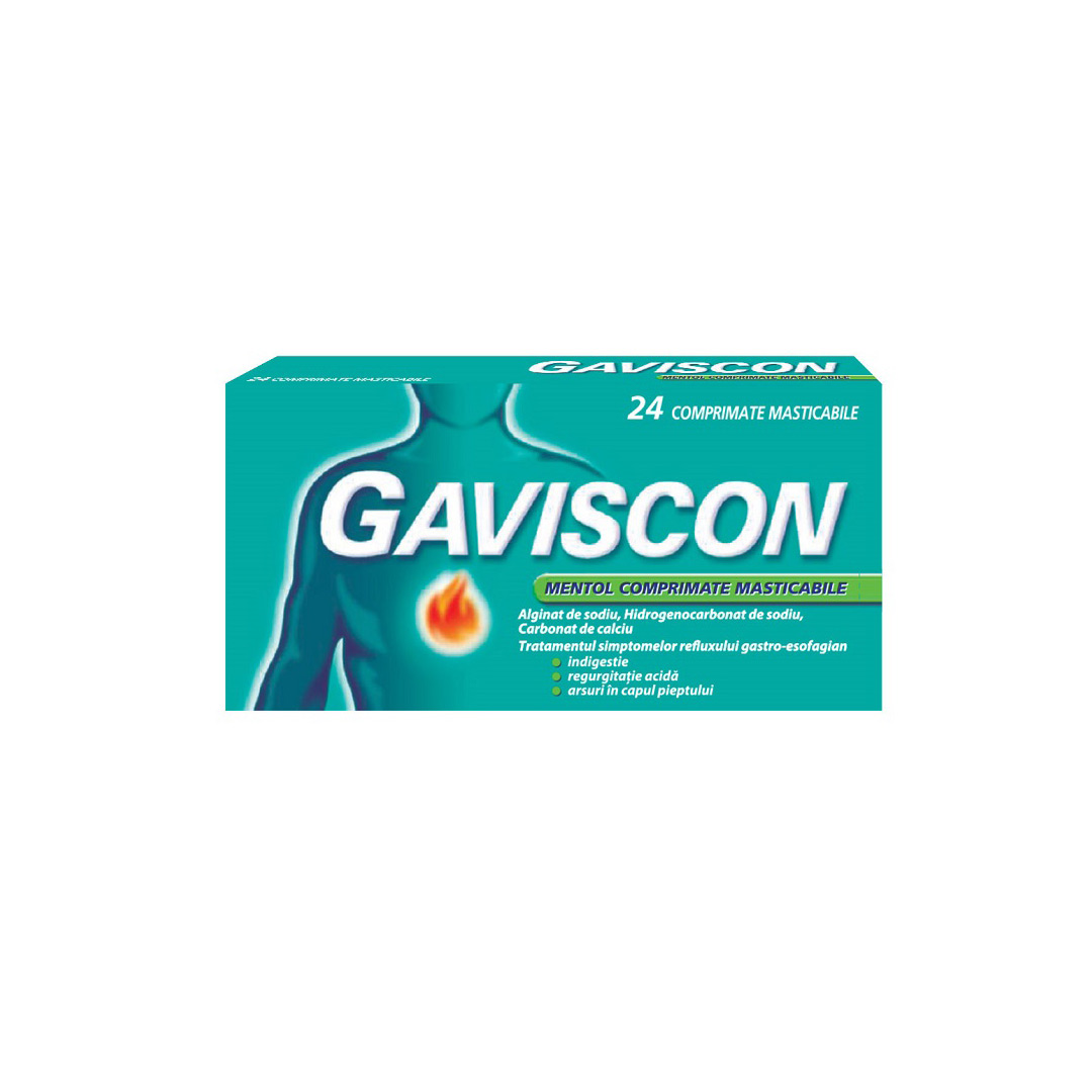 Gaviscon Mentol, 24 comprimate masticabile, Reckitt Benckiser Healthcare