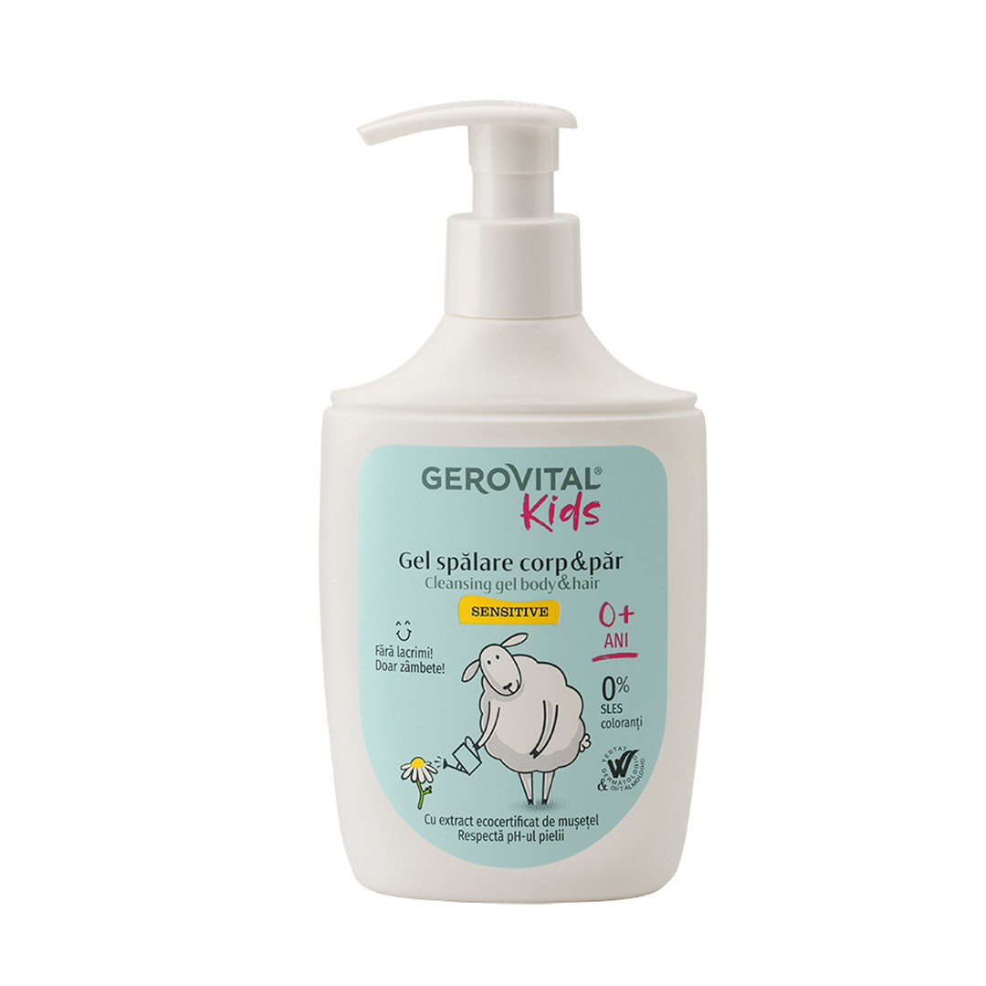 Gel spalare corp si par Sensitive, 300 ml, Gerovital Kids