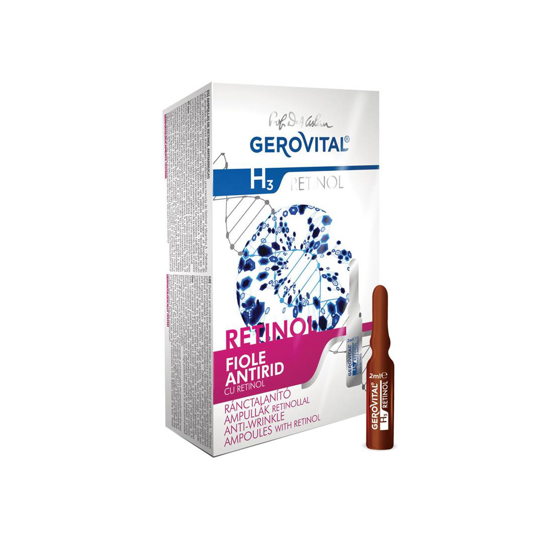 Fiole Antirid cu Retinol, Gerovital H3 Retinol, 10 fiole x 2 ml