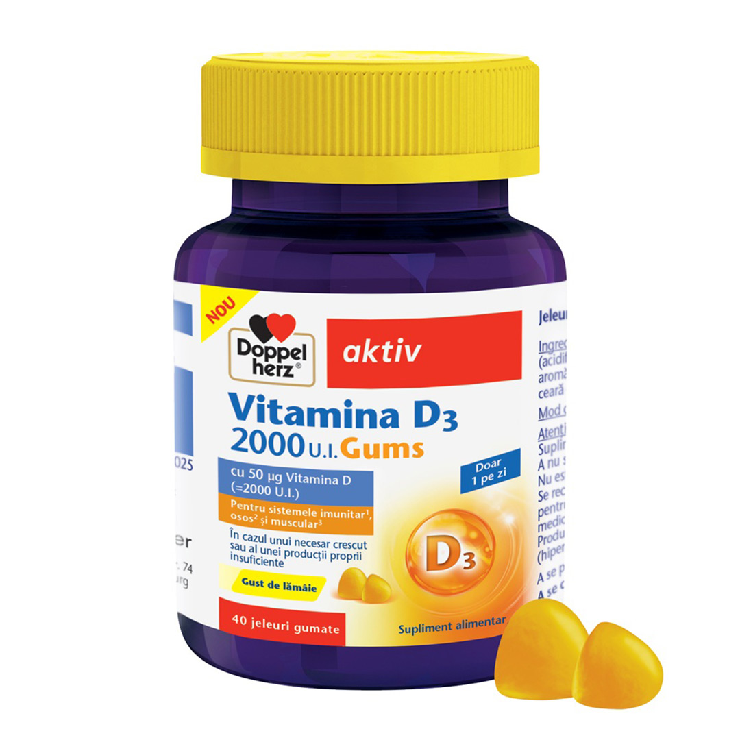 Jeleuri gumate cu vitamina D, 2000 UI, 40 bucati, Doppelherz