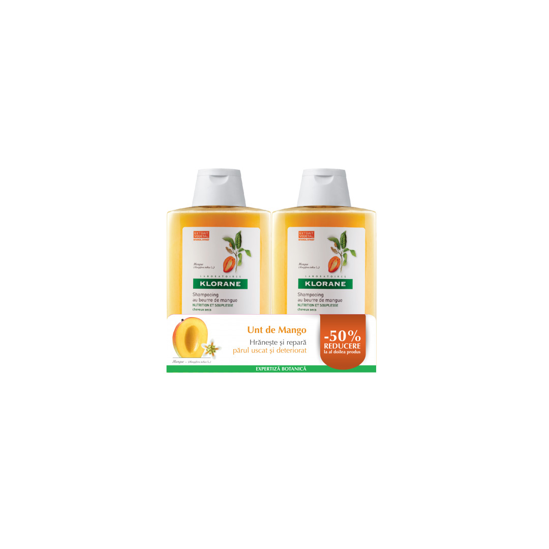 Klorane Duopack Sampon Mango 2x400ml, 50% reducere la al doilea produs