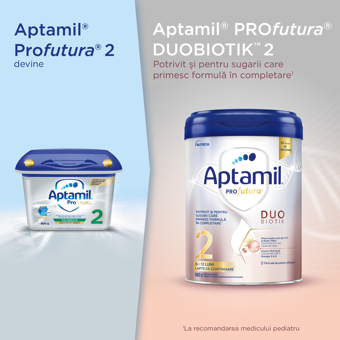 Lapte praf Aptamil ProFutura 2, 800g, 6-12 luni, Nutricia