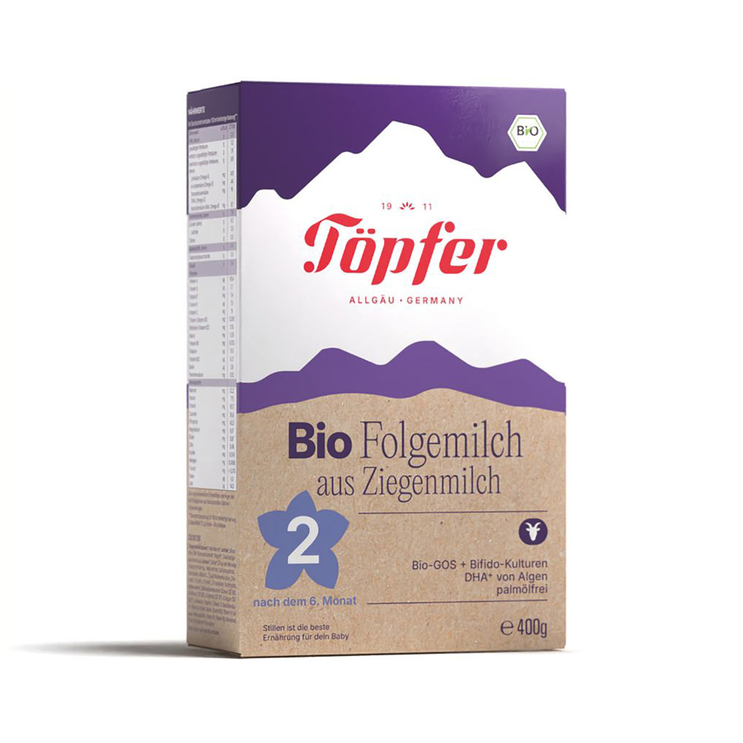 Lapte praf Bio de capra Formula 2, 400 g, Topfer