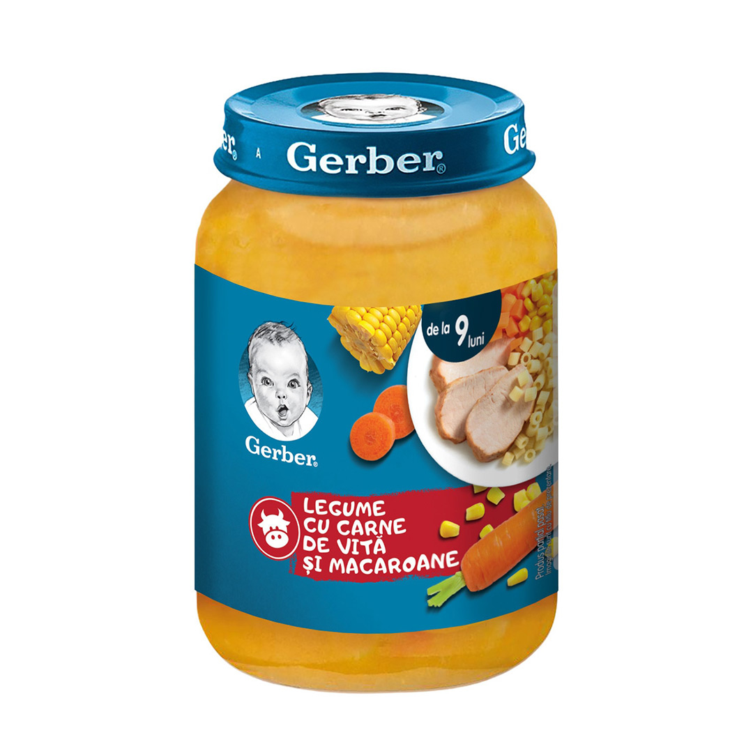Legume cu carne de Vita si macaroane, de la 9 luni, Gerber
