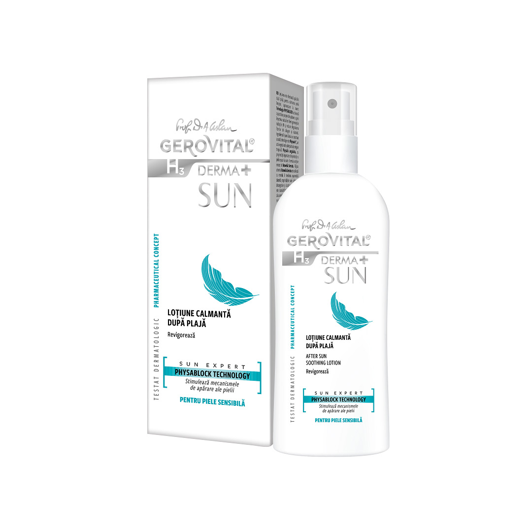 Lotiune calmanta dupa plaja H3 Derma+ Sun, 150 ml, Gerovital