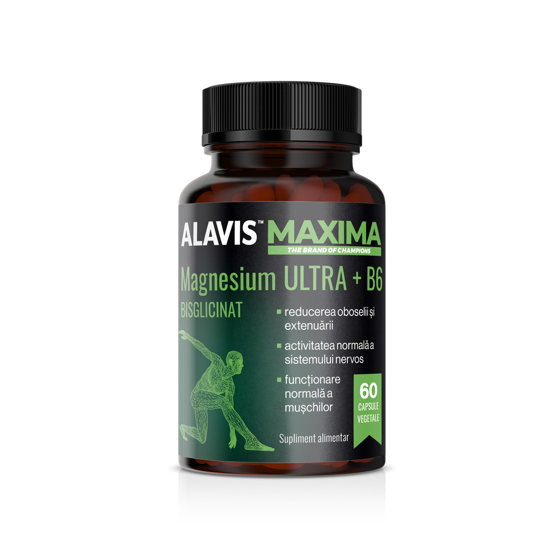 Magneziu bisglicinat Ultra+B6, 60 capsule vegetale, Alavis Maxima