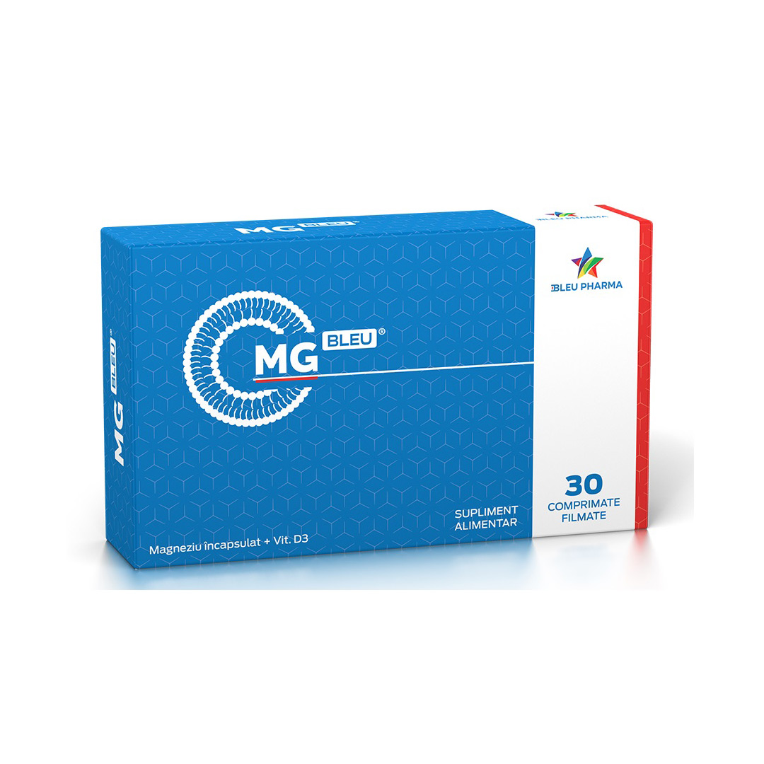 Magneziu incapsulat + Vitamina D 3 Mg Bleu, 30 comprimate, Bleu Pharma