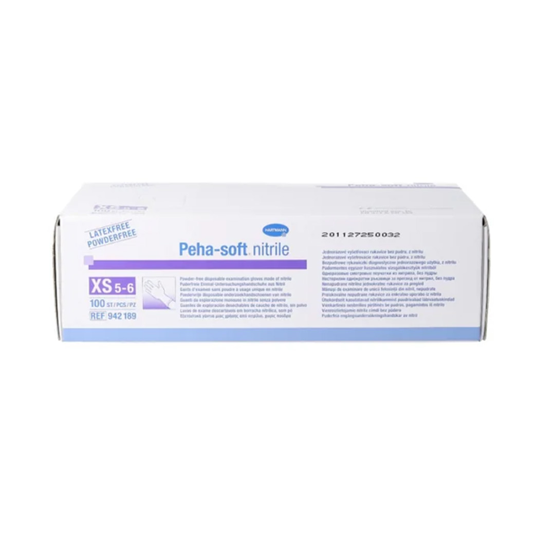 Manusi de examinare albastre din nitril marimea XS Peha Soft, 100 bucati, Hartmann