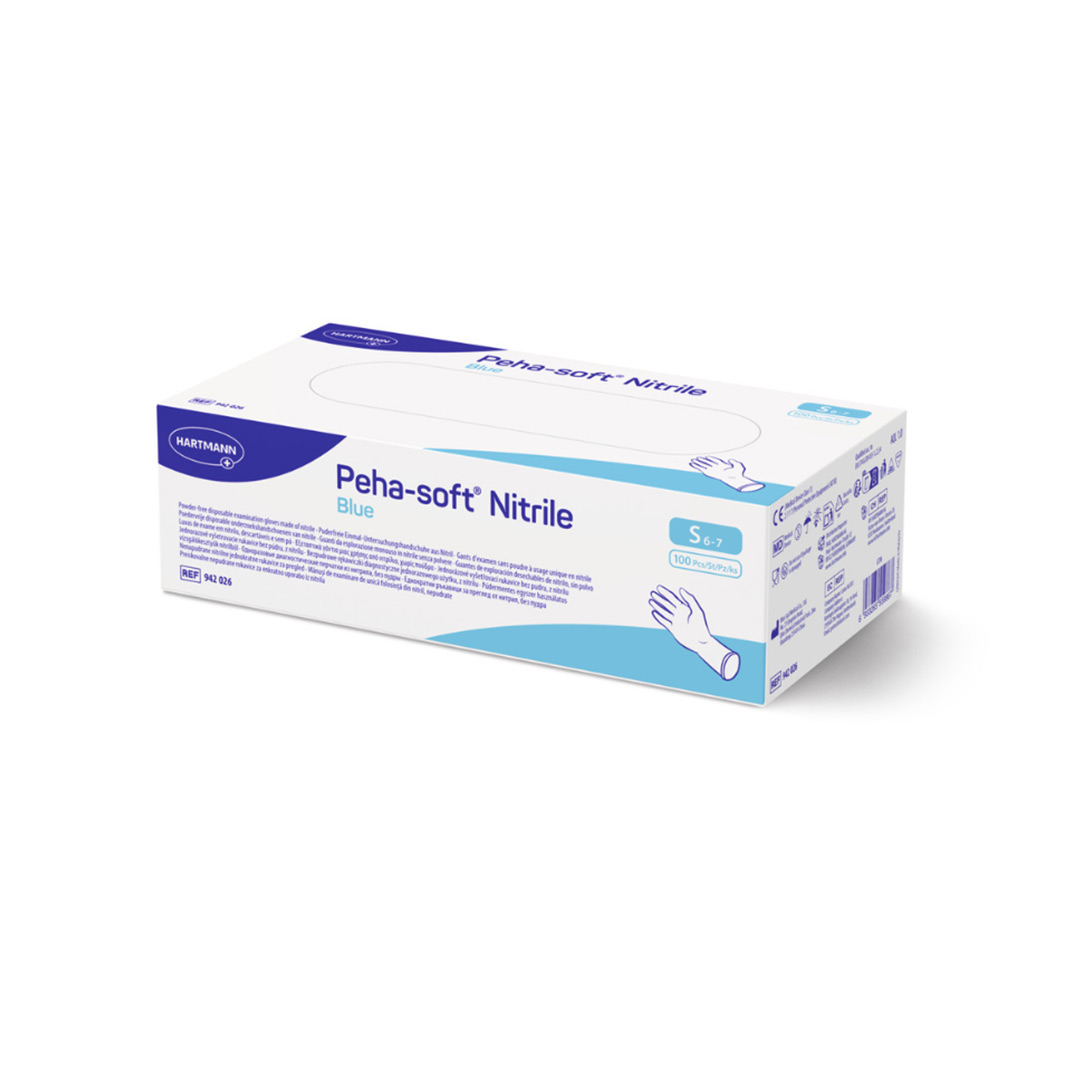 Manusi nepudrate din nitril Peha-Soft, Marimea S, 100 bucati, Hartmann