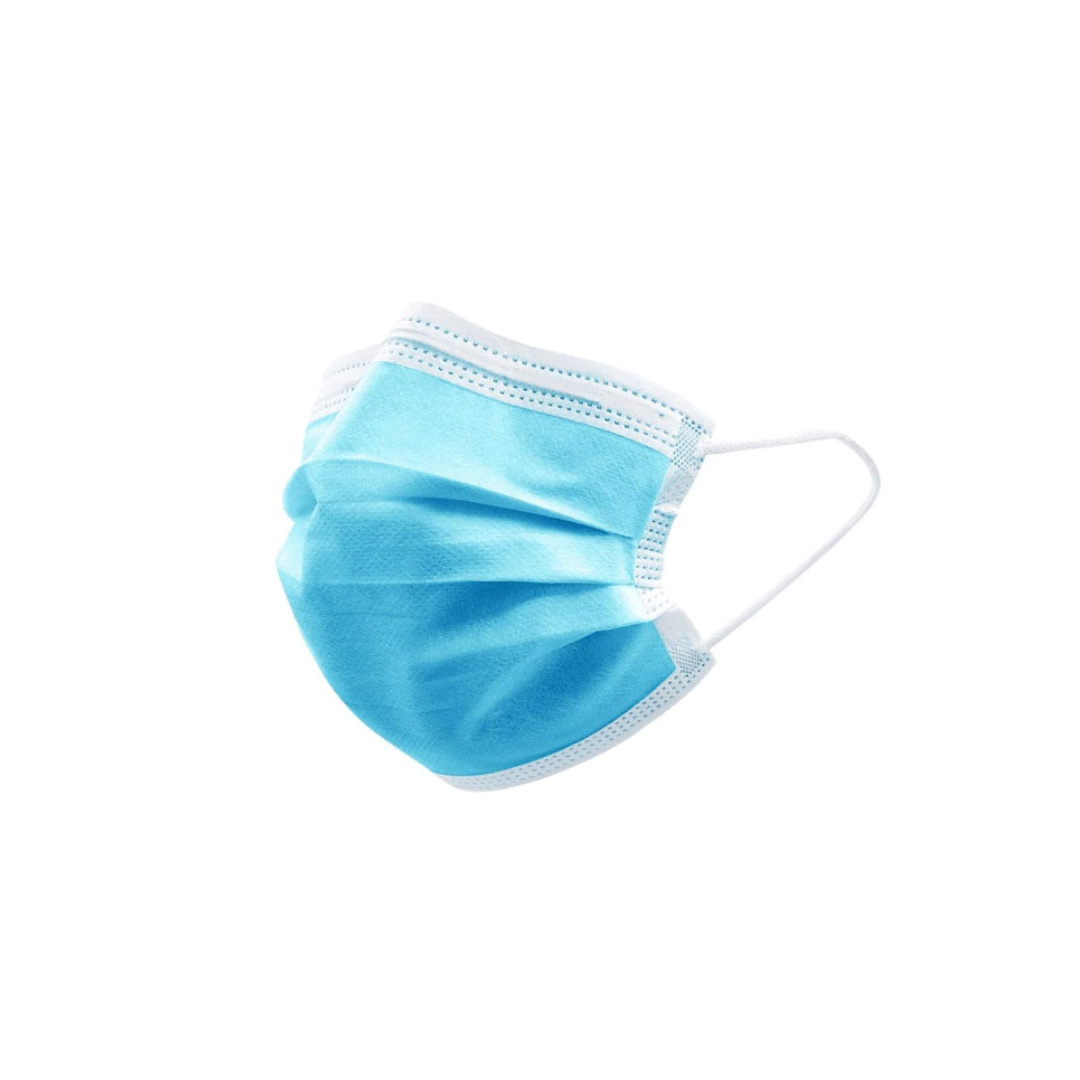 Masca chirurgicala de protectie cu 3 pliuri si elastic, albastra