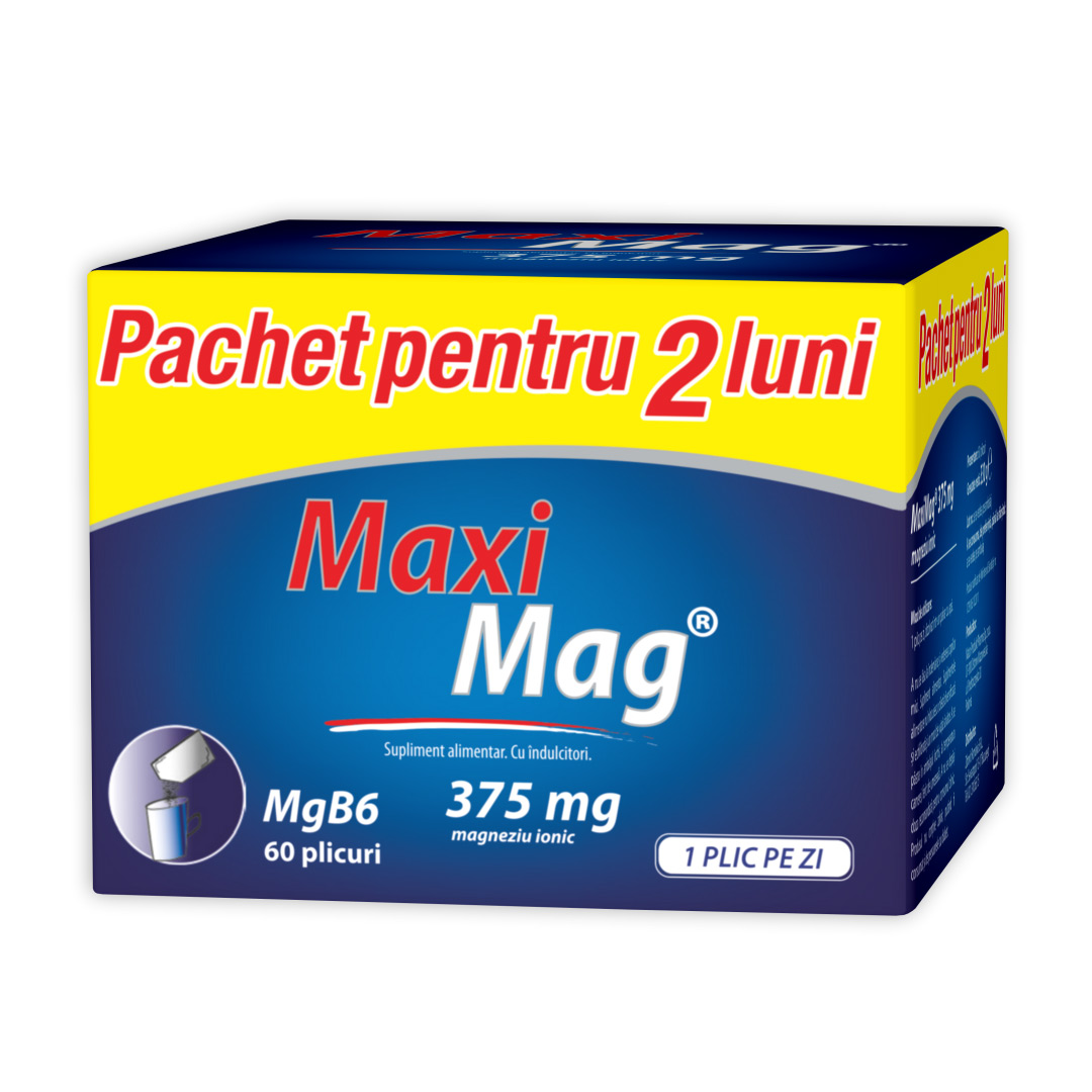 MaxiMag, 375 mg magneziu ionic, 60 plicuri, Zdrovit