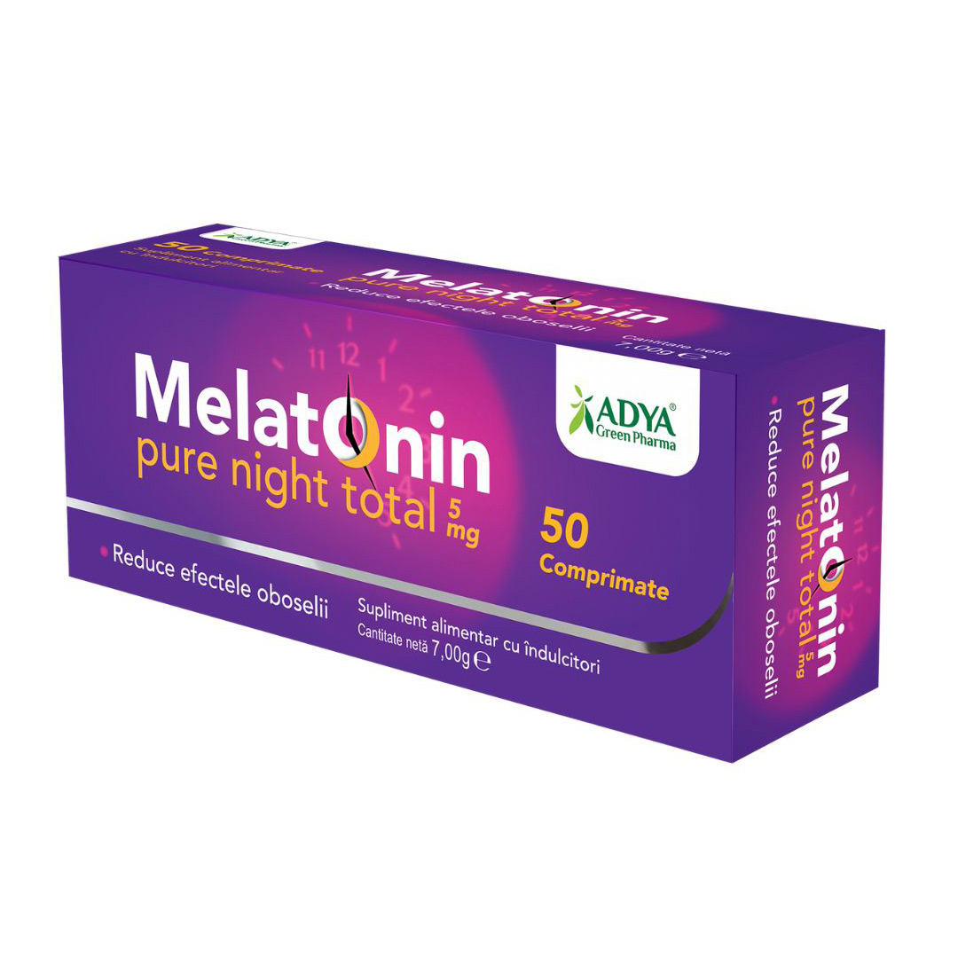 Melatonin Pure Night Total, 5 mg, 50 comprimate, Adya Green Pharma