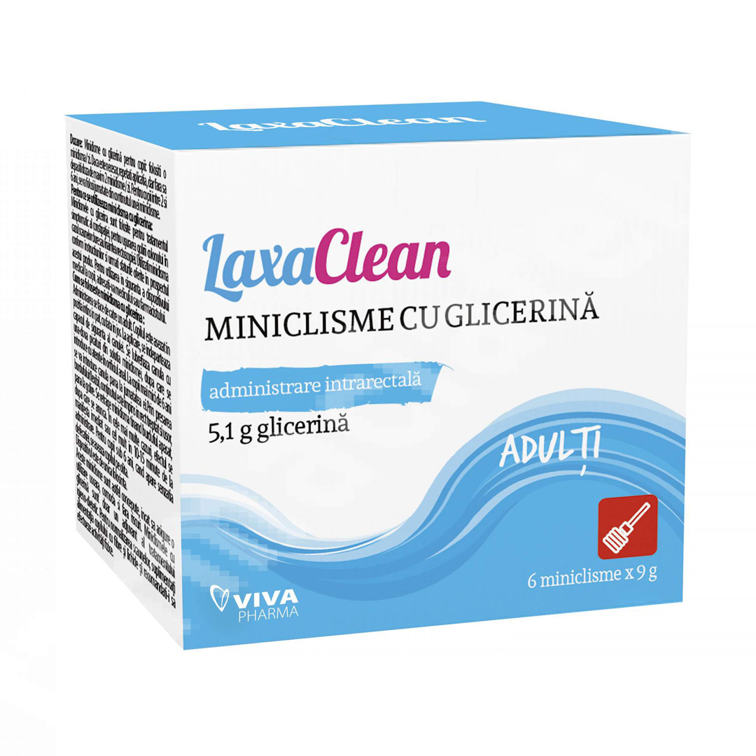 Miniclisme cu glicerina pentru adulti LaxaClean, 6 bucati, Viva Pharma