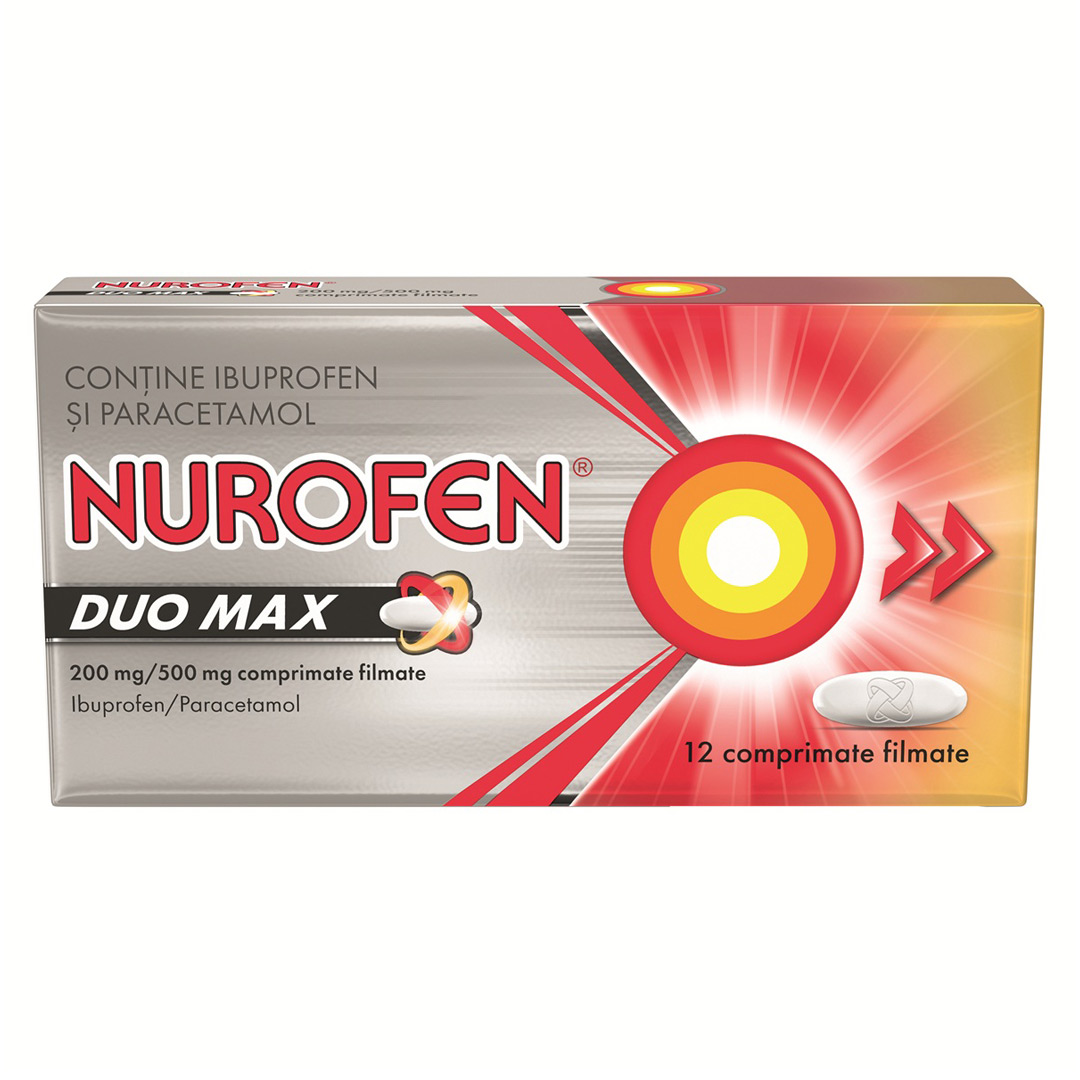 Nurofen Duo Max, 200mg/500mg, 12 comprimate filmate, Reckitt Benckiser