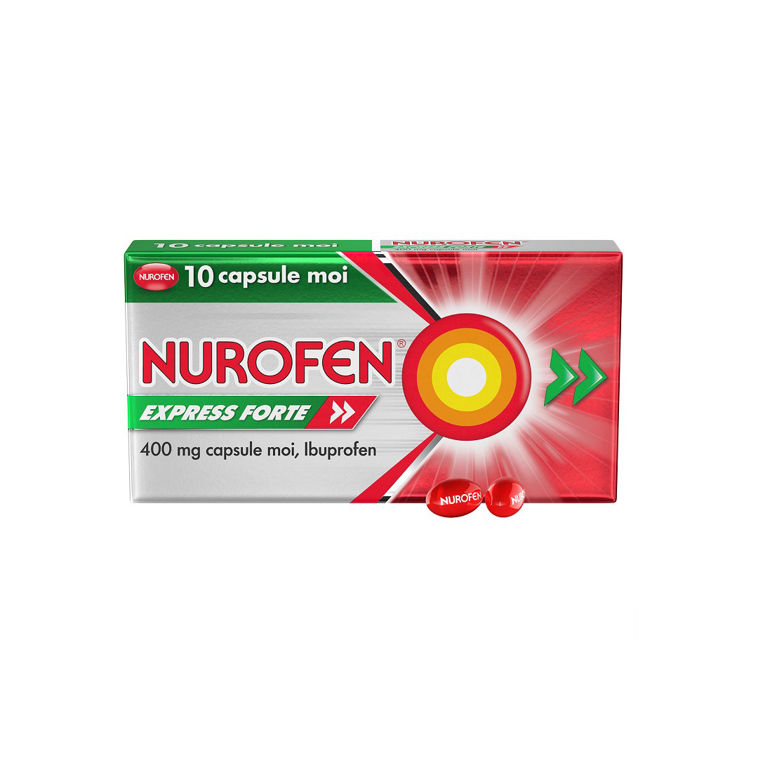 Nurofen Express Forte, 400 mg, 10 capsule moi, Reckitt Benckiser