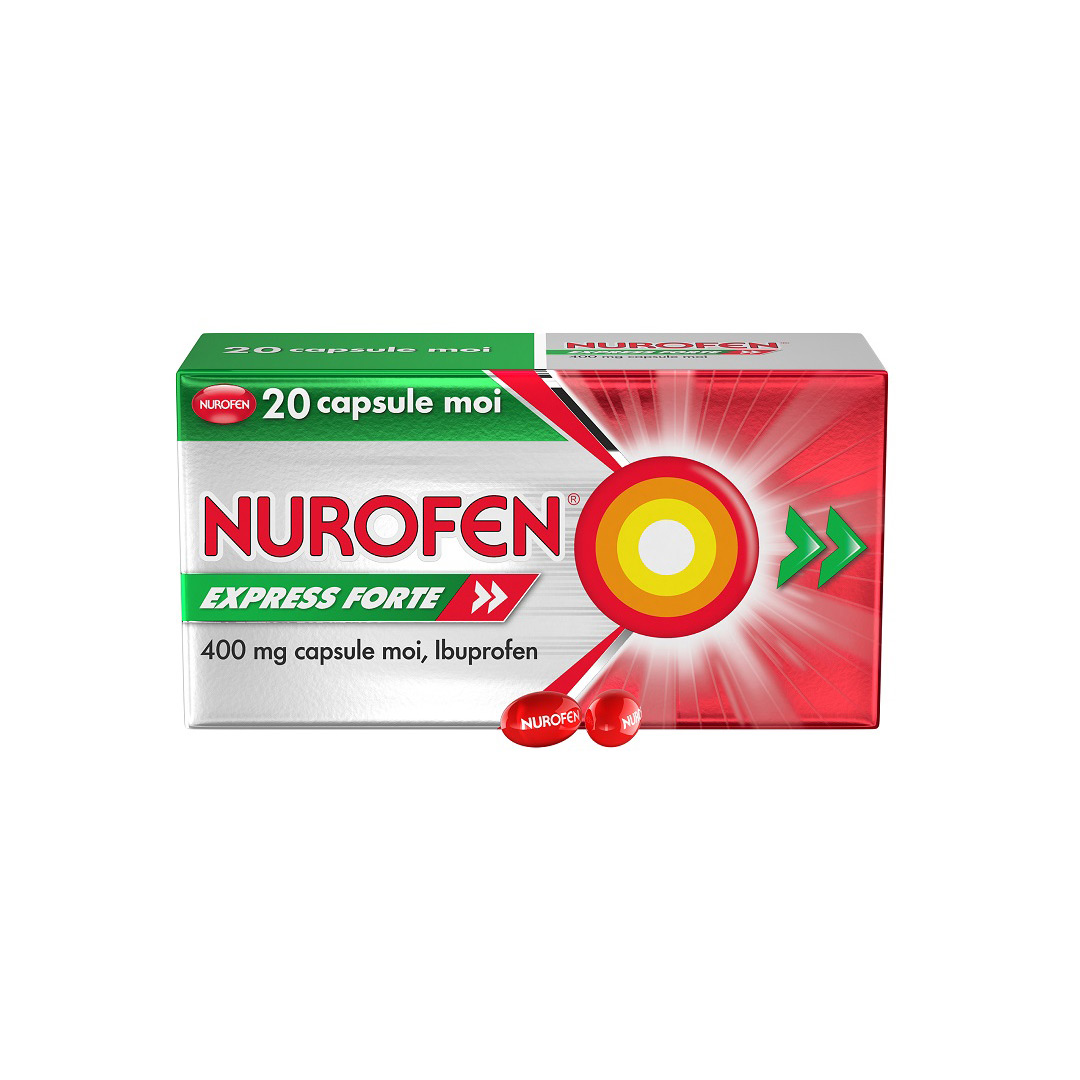 Nurofen Express Forte, 400 mg, 20 capsule moi, Reckitt Benckiser