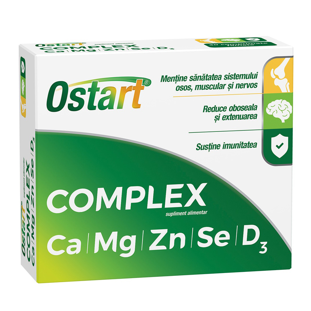 Ostart Complex Ca + Mg + Zn + Se + D3, 20 comprimate, Fiterman