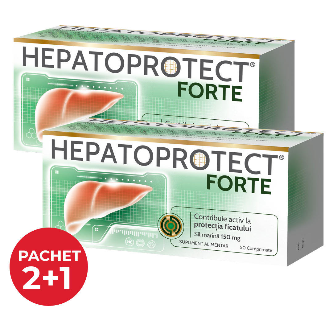 Pachet 2+1:  Hepatoprotect Forte, 50 comprimate + 50 comprimate, Biofarm